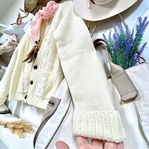 Farmhouse patchwork boho cable knit sweater w prairie granny cabin vibe - Picture 12 of 15